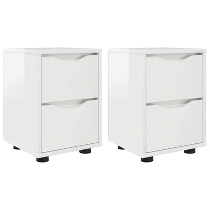 Nachttische 2 pcs Hochglanz Weiß 30,5 x 30 x 43 cm