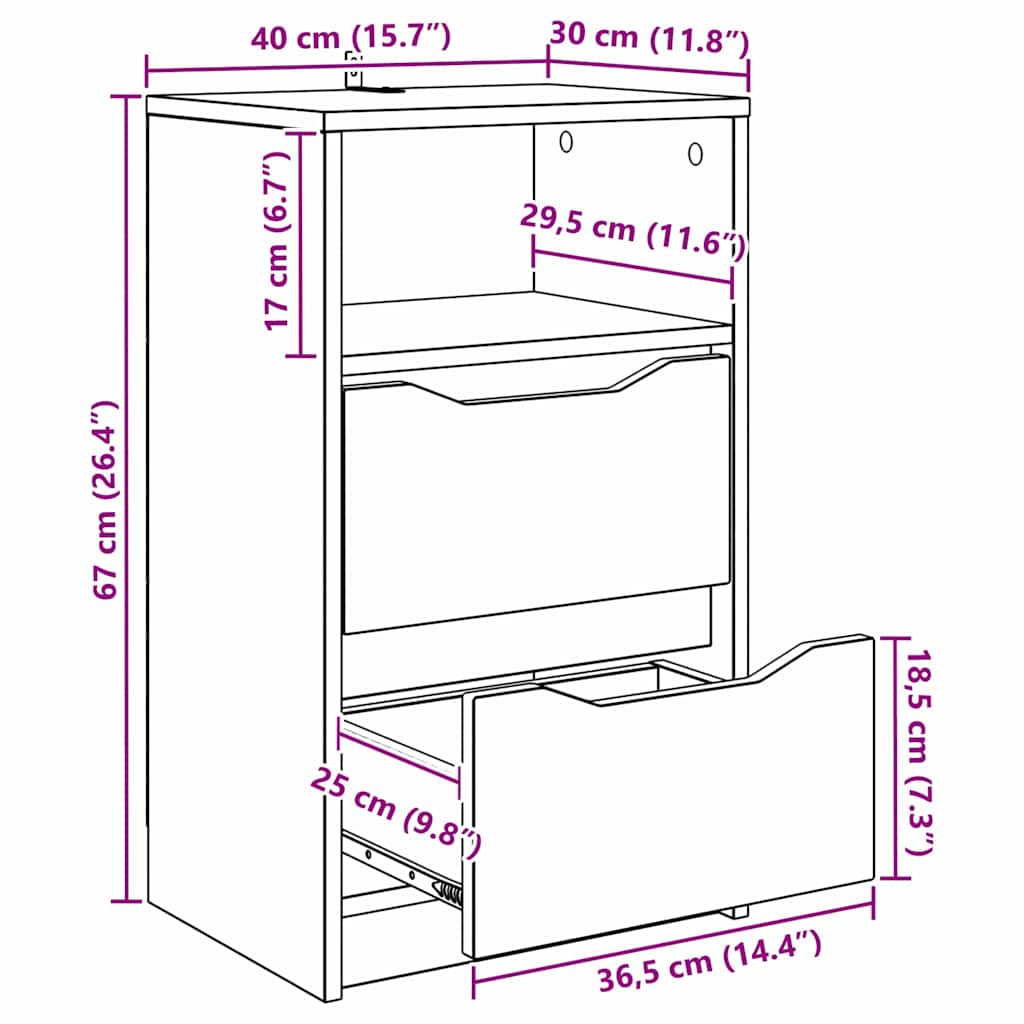 vidaXL Nachttische 2 pcs Sonoma-Eiche 40 x 30 x 467 cm Holzwerkstoff