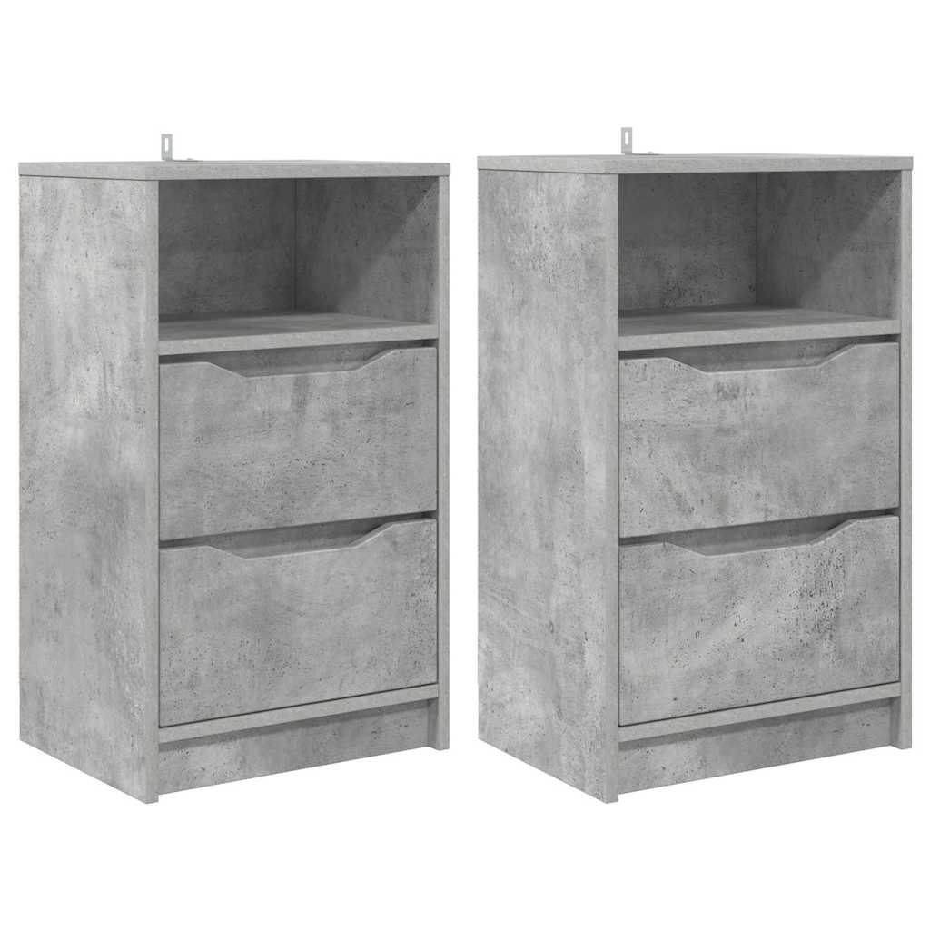 Nachttische 2 pcs Beton Grau 40 x 30 x 467 cm Holzwerkstoff