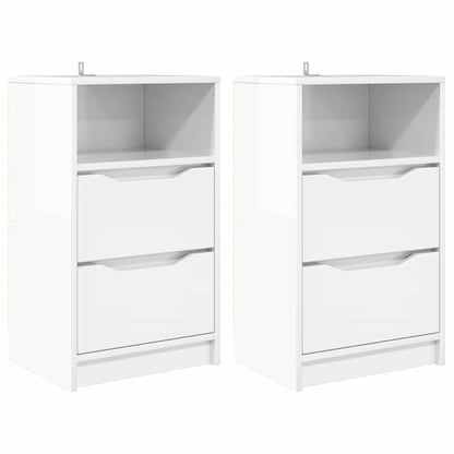 vidaXL Nachttische 2 pcs Hochglanz Weiß 40 x 30 x 467 cm Holzwerkstoff