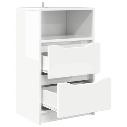vidaXL Nachttische 2 pcs Hochglanz Weiß 40 x 30 x 467 cm Holzwerkstoff