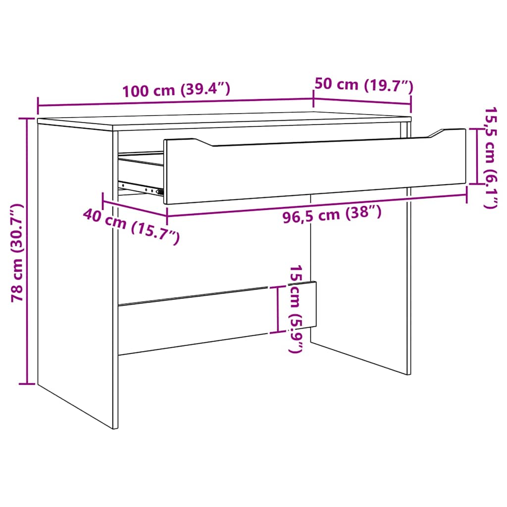 vidaXL Schreibtisch Graues Sonoma 100 x 50 x 78 cm Holzwerkstoff