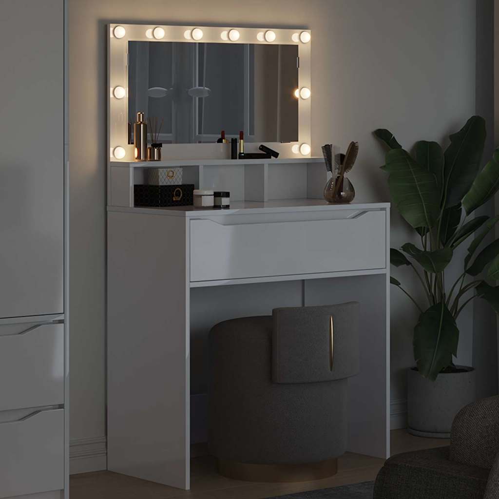 vidaXL Schlafzimmer-Frisiertische Hochglanz Weiß 80 x 39,6 x 135 cm