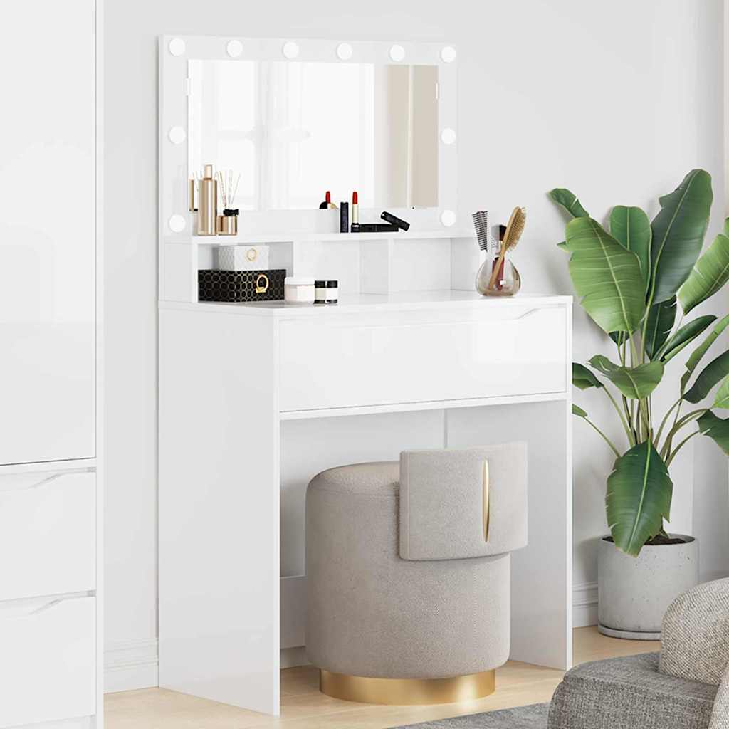 vidaXL Schlafzimmer-Frisiertische Hochglanz Weiß 80 x 39,6 x 135 cm