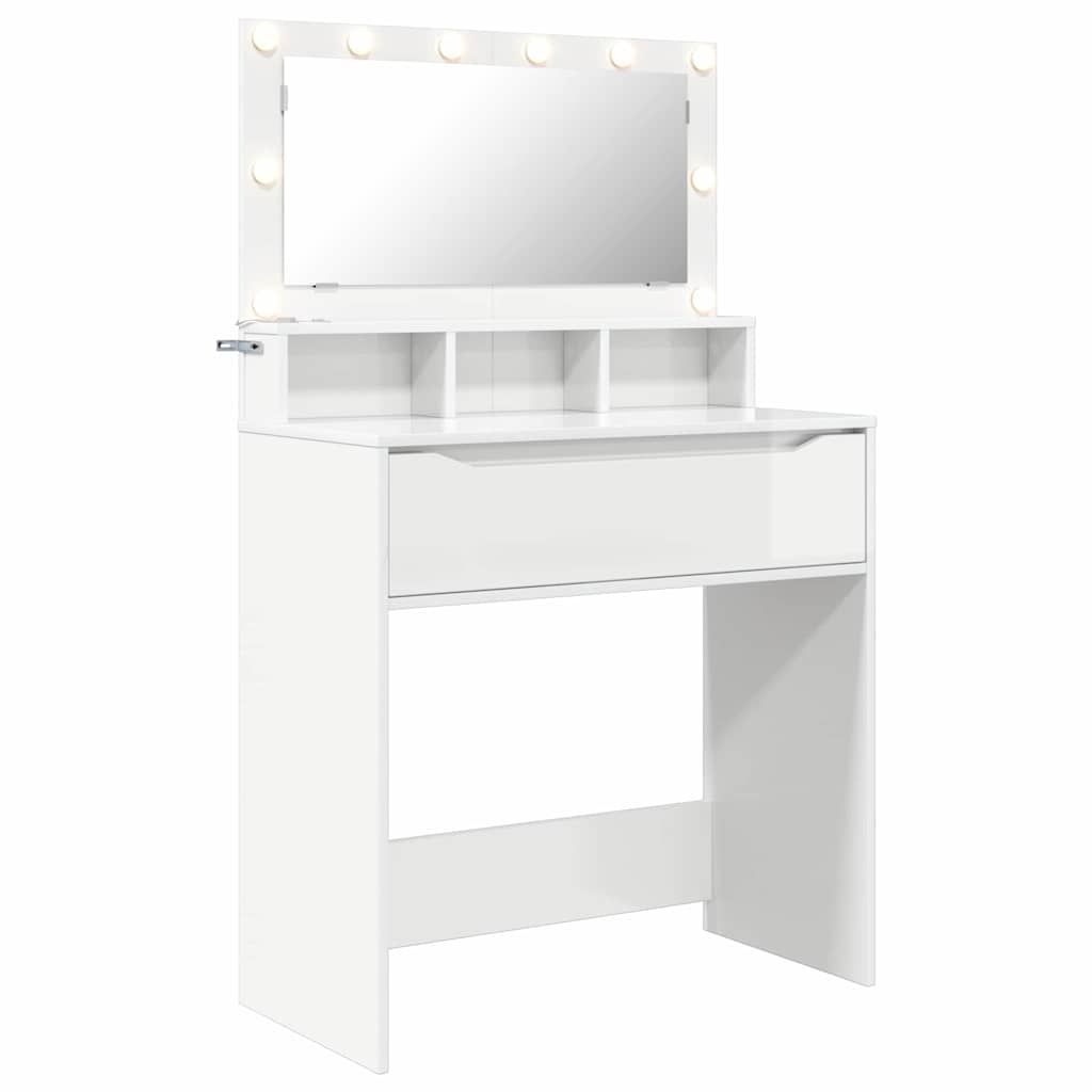 vidaXL Schlafzimmer-Frisiertische Hochglanz Weiß 80 x 39,6 x 135 cm
