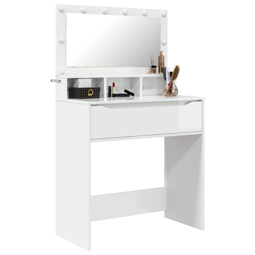 vidaXL Schlafzimmer-Frisiertische Hochglanz Weiß 80 x 39,6 x 135 cm