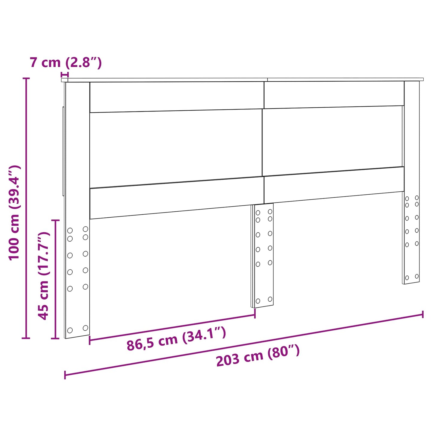 Kopfteil mit Kopfteil Sonoma-Eiche 200 cm Holzwerkstoff
