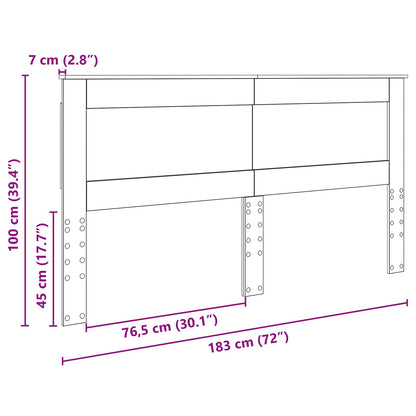 vidaXL Kopfteil mit Kopfteil Graues Sonoma 180 cm Holzwerkstoff