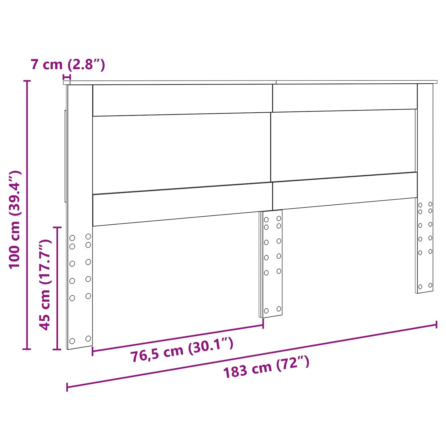 Kopfteil mit Kopfteil Altholz 180 cm Holzwerkstoff