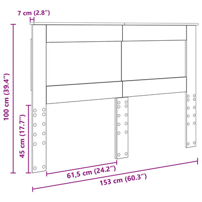 Kopfteil mit Kopfteil Geräucherte Eiche 150 cm Holzwerkstoff