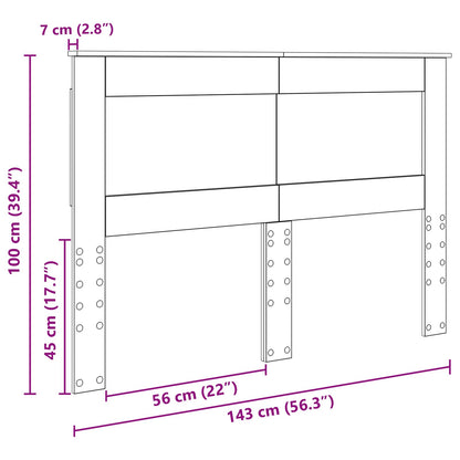 vidaXL Kopfteil mit Kopfteil Schwarz Eichen-Optik 140 cm Holzwerkstoff