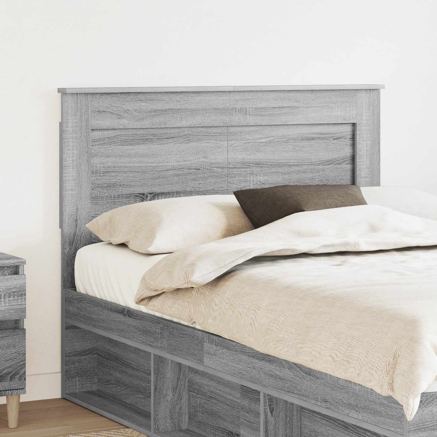 vidaXL Kopfteil mit Kopfteil Graues Sonoma 135 cm Holzwerkstoff