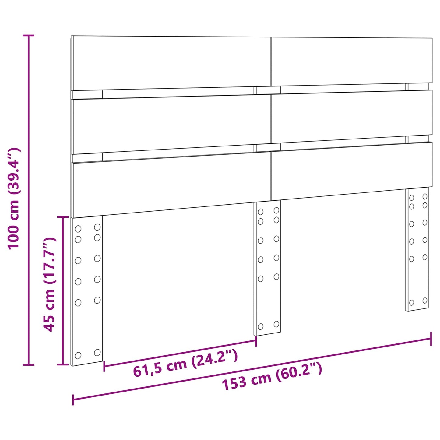 Kopfteil Beton Grau 150 cm Holzwerkstoff