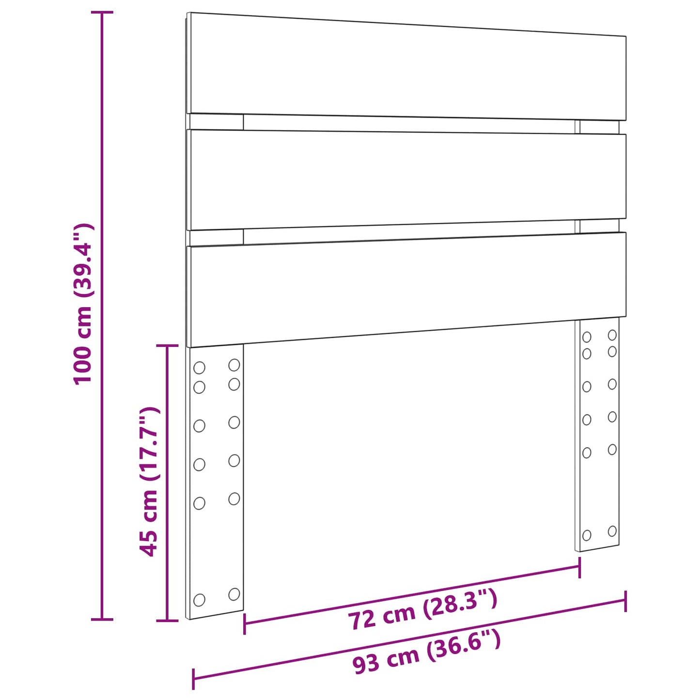 Kopfteil Schwarz Eichen-Optik 90 cm Holzwerkstoff