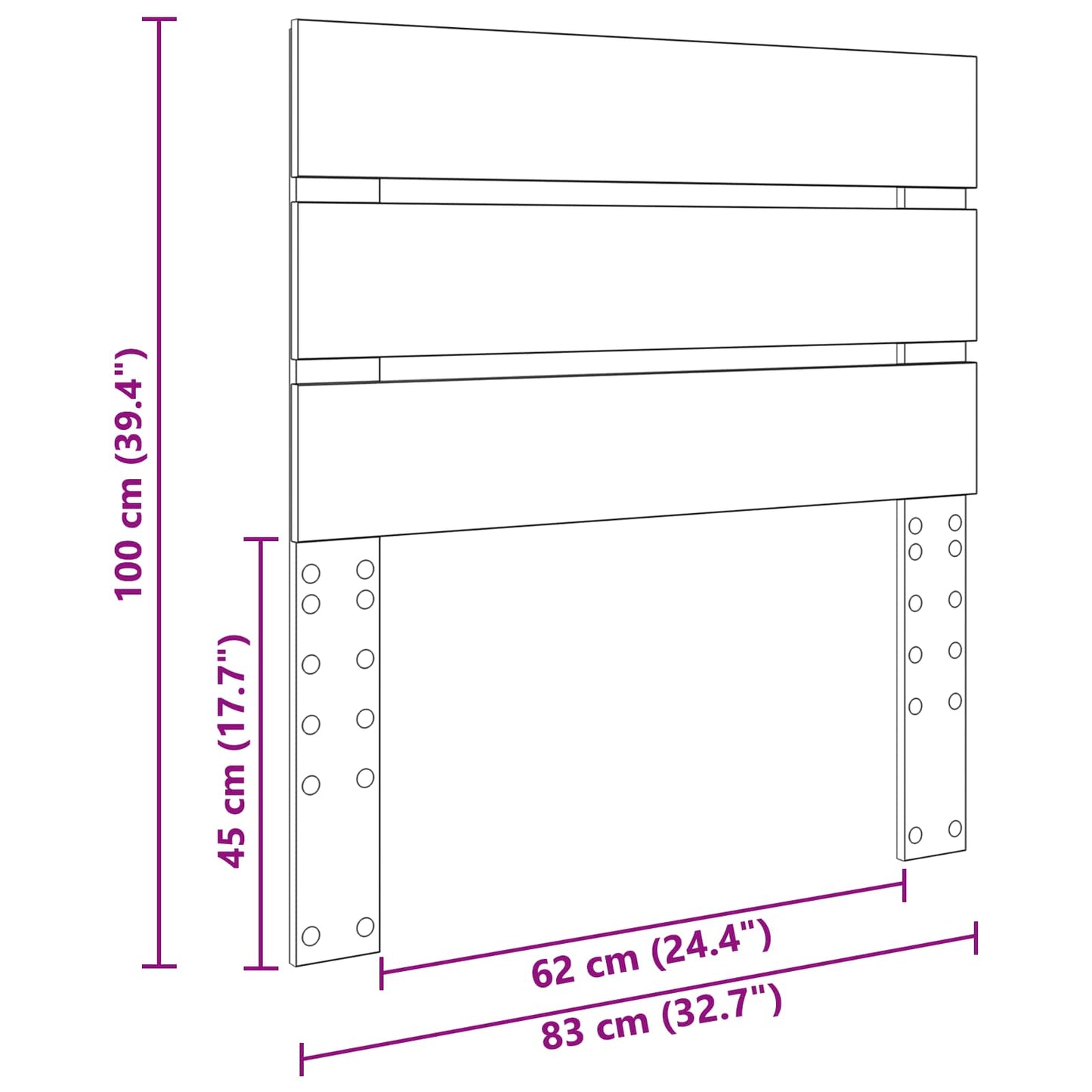 Kopfteil Altholz 80 cm Holzwerkstoff