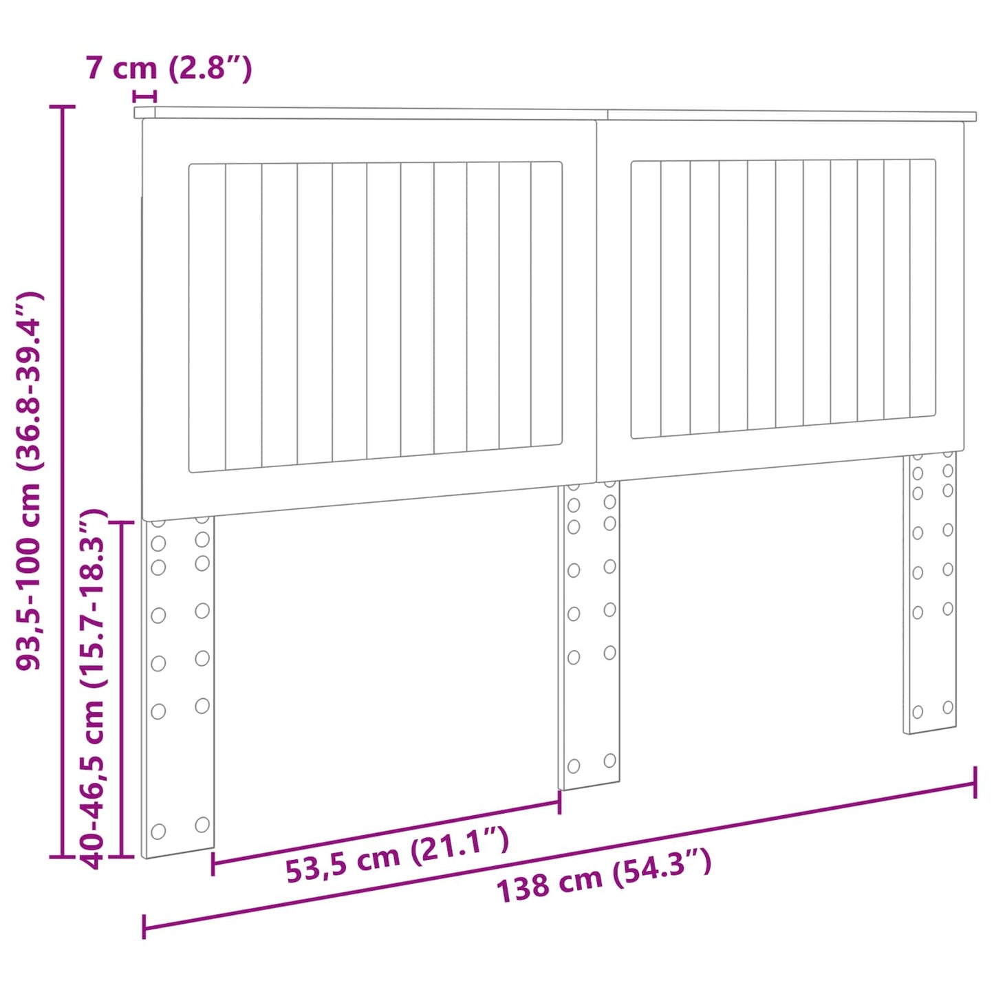 vidaXL Kopfteil mit Kopfteil Schwarz Eichen-Optik 135 cm Holzwerkstoff
