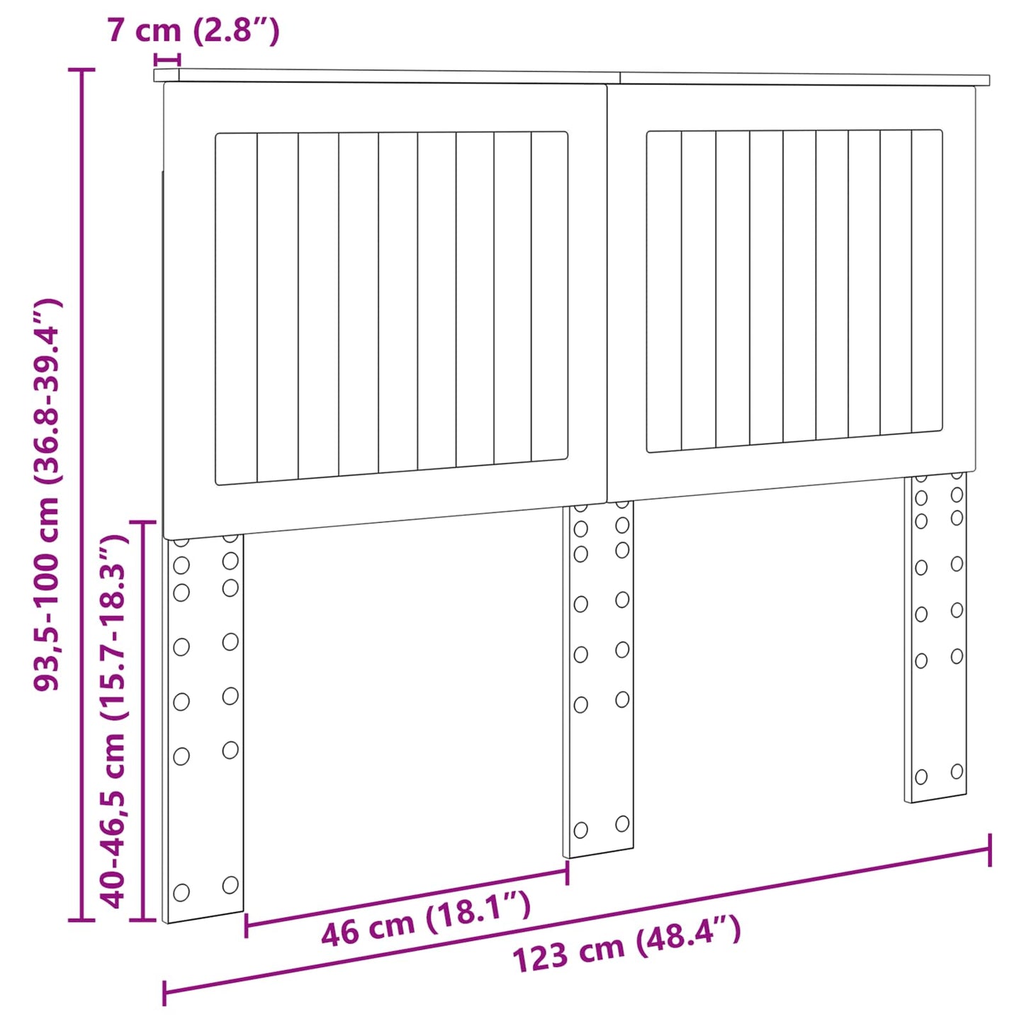 vidaXL Kopfteil mit Kopfteil Schwarz Eichen-Optik 120 cm Holzwerkstoff