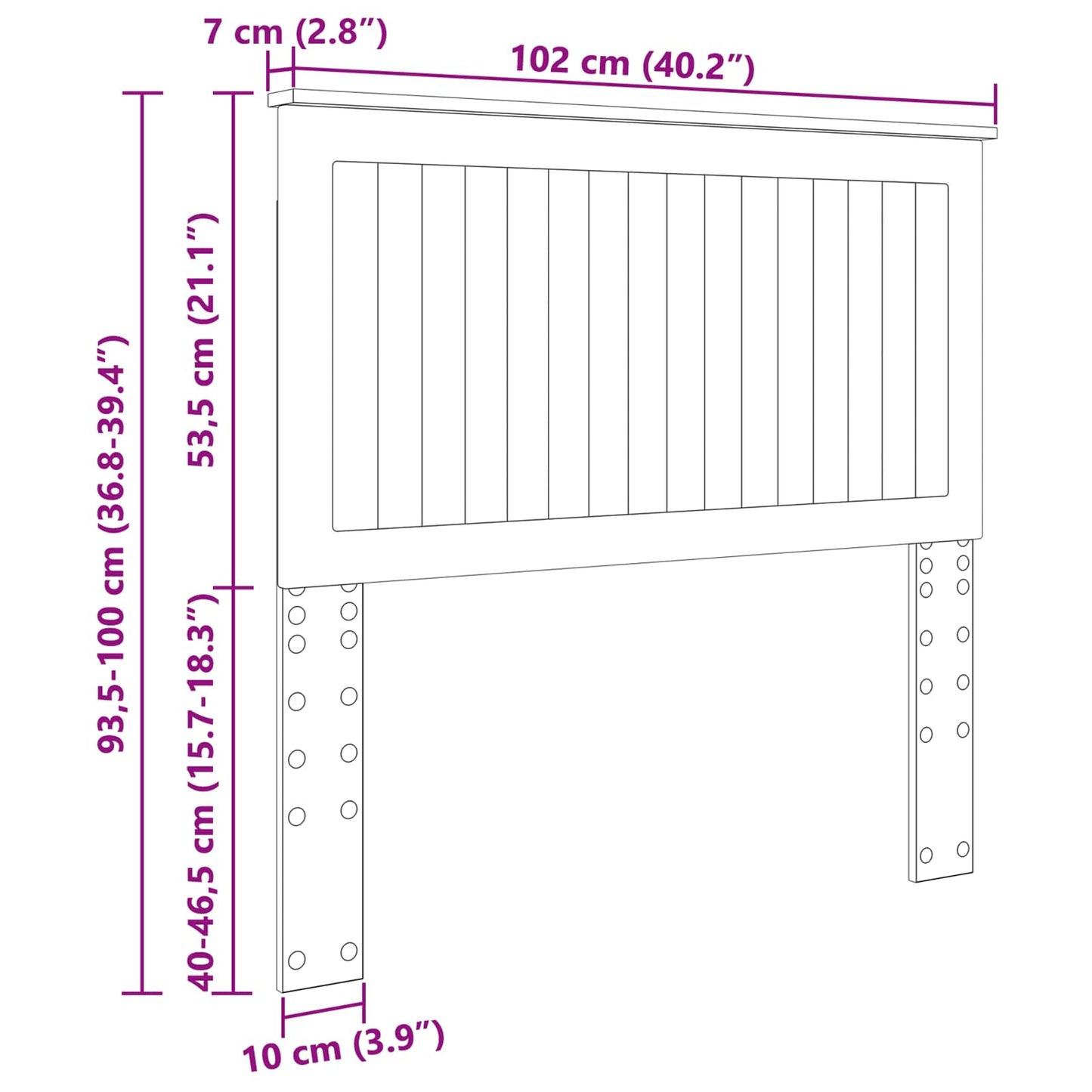 Kopfteil mit Kopfteil Schwarz Eichen-Optik 100 cm Holzwerkstoff