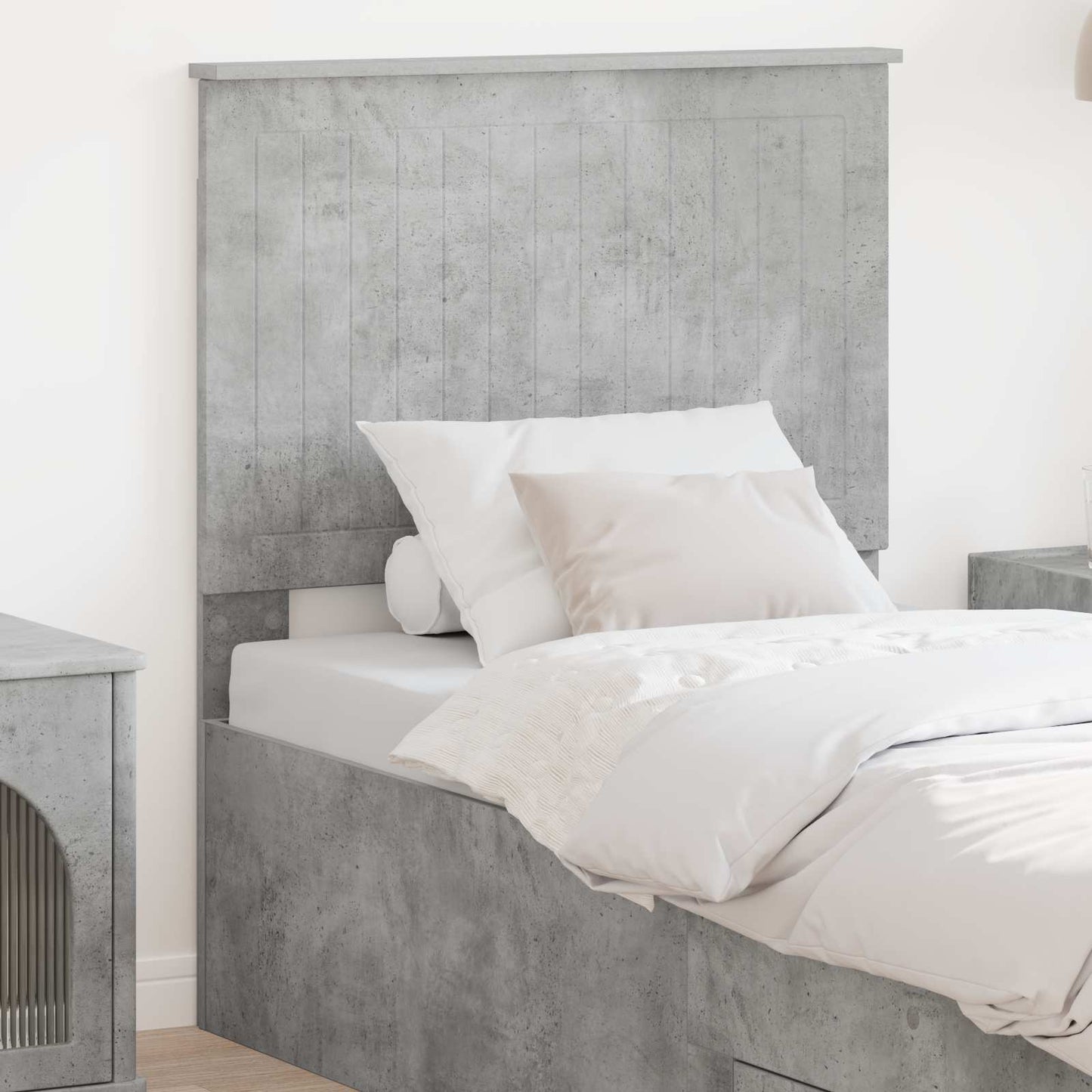 vidaXL Tête de lit avec tête de lit Gris béton 80 cm Matériau à base de bois