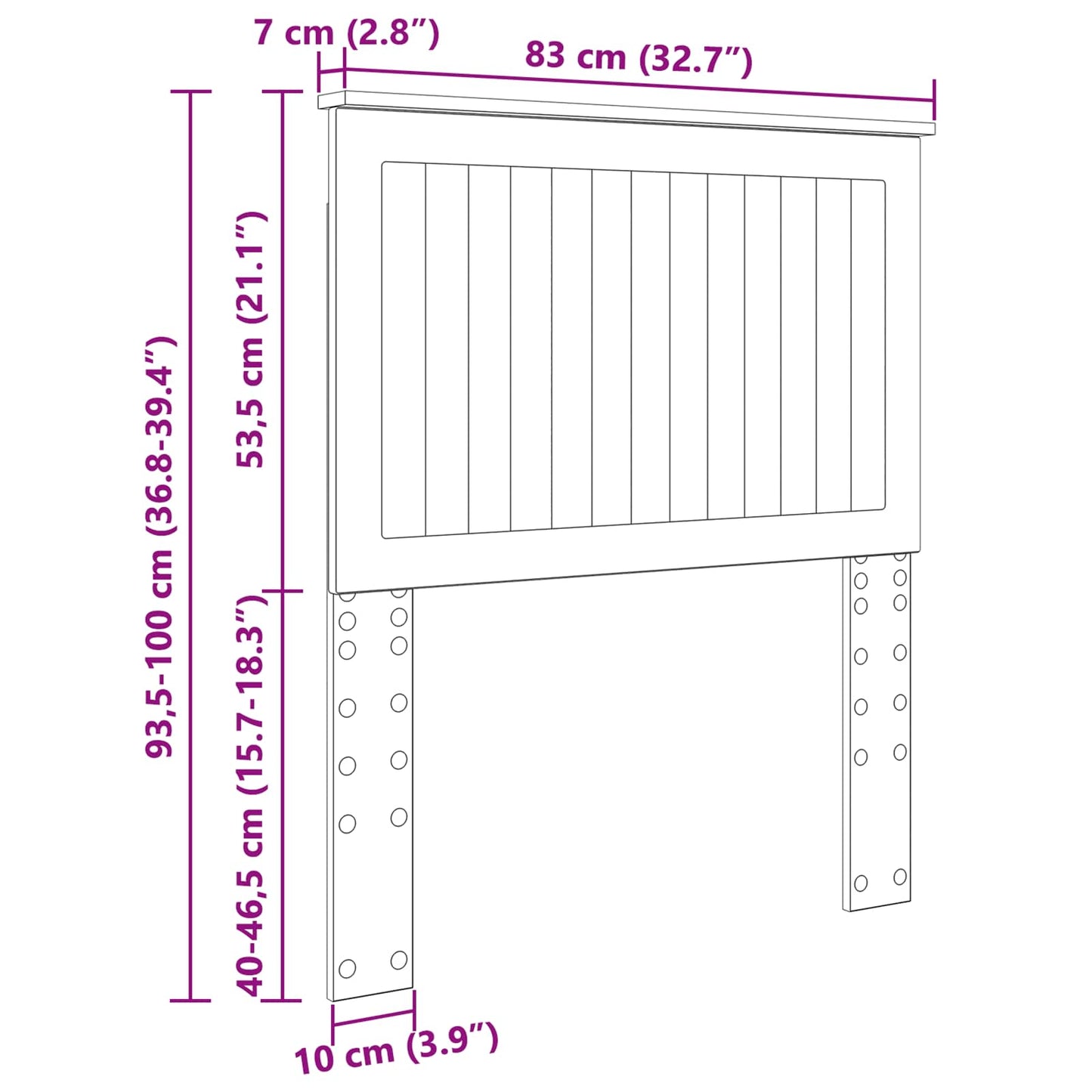 Kopfteil mit Kopfteil Braun Eichen-Optik 80 cm Holzwerkstoff