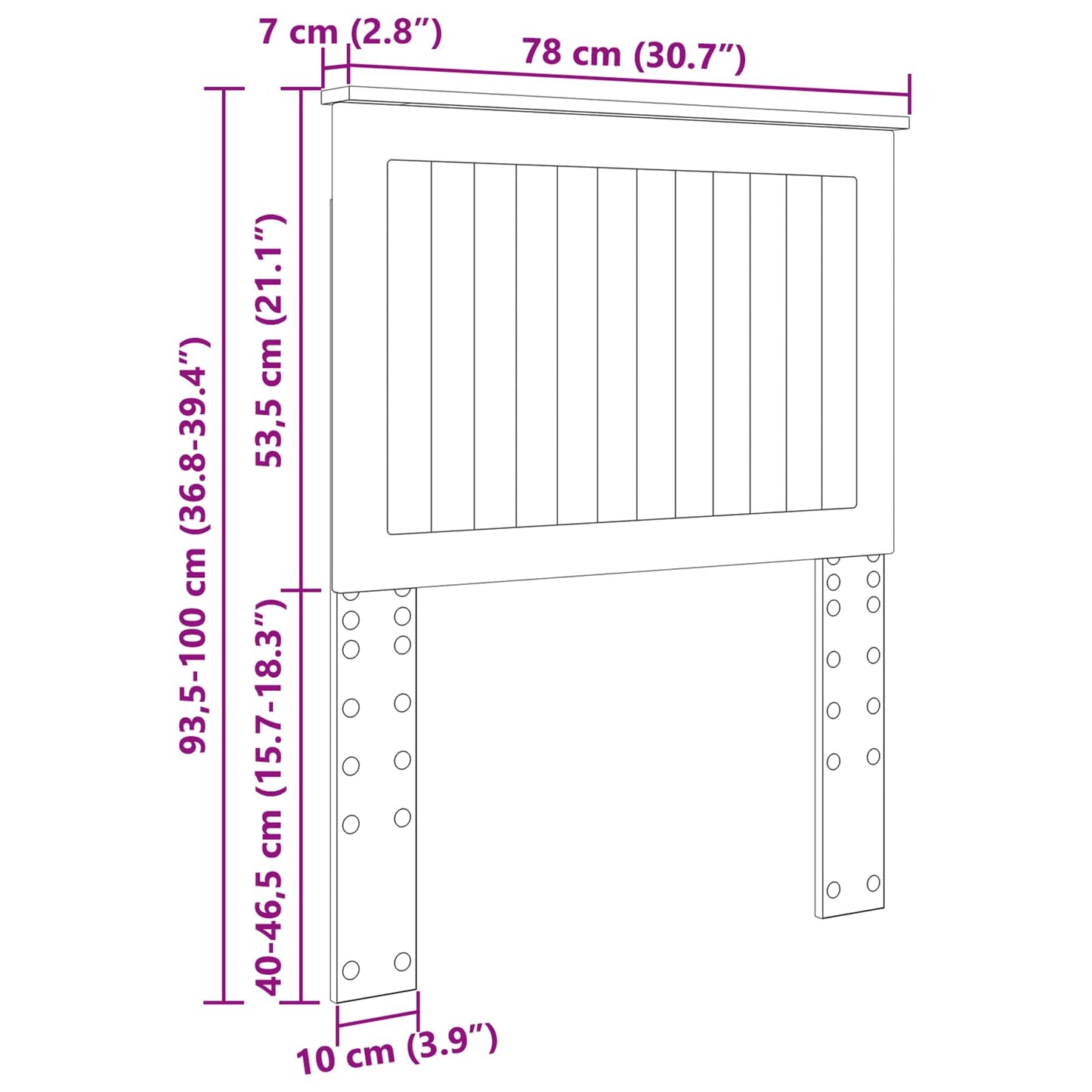 Kopfteil mit Kopfteil Weiß 75 cm Holzwerkstoff