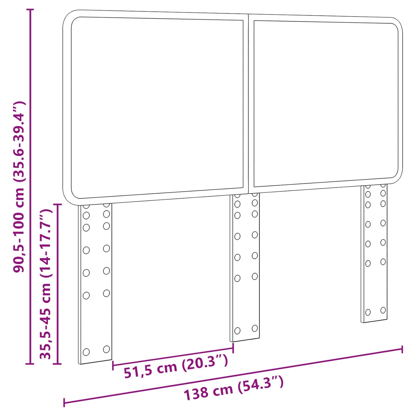Kopfteil Graues Sonoma 135 cm Holzwerkstoff