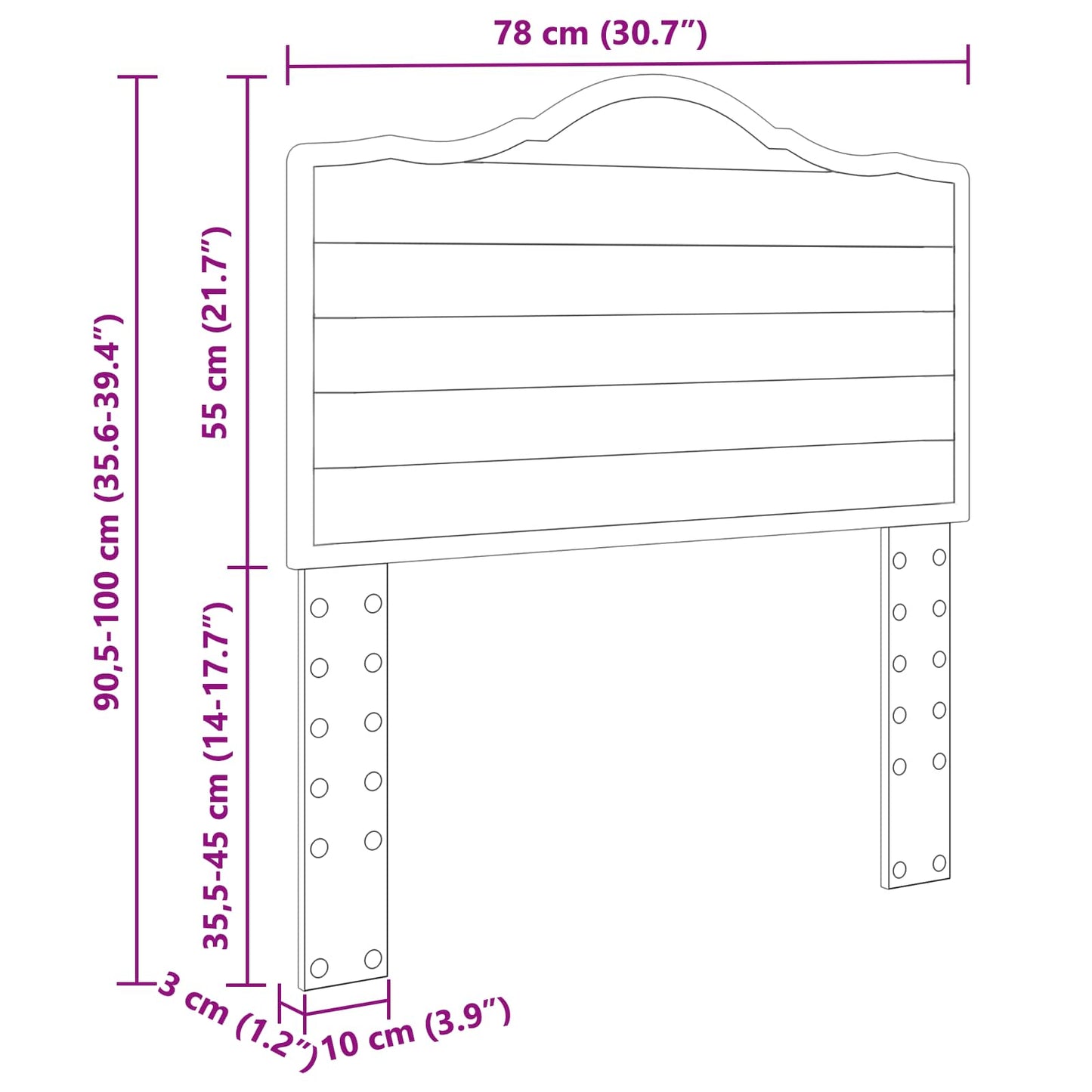 Kopfteil Beton Grau 75 cm Holzwerkstoff