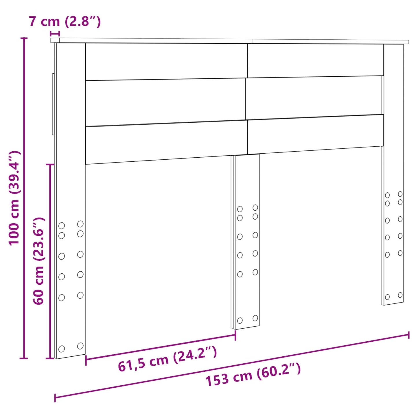 Kopfteil Geräucherte Eiche 150 cm Holzwerkstoff
