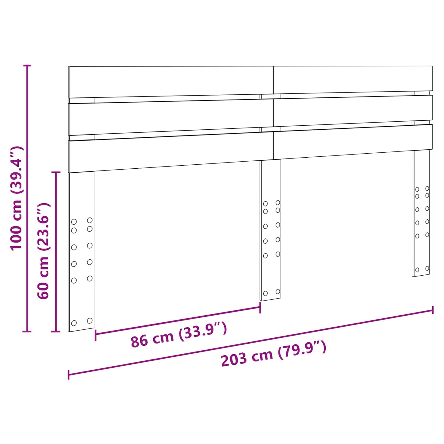 Kopfteil Artisan-Eiche 200 cm Holzwerkstoff