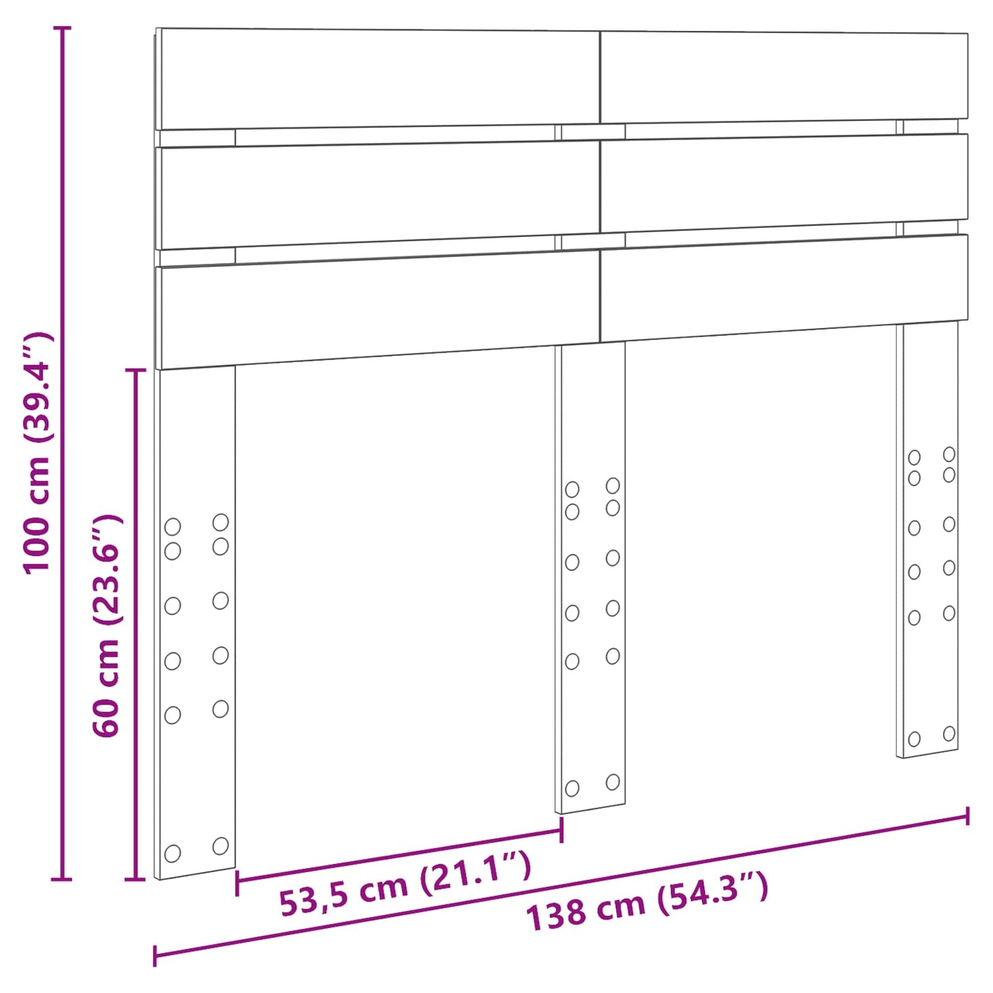 vidaXL Kopfteil Geräucherte Eiche 135 cm Holzwerkstoff