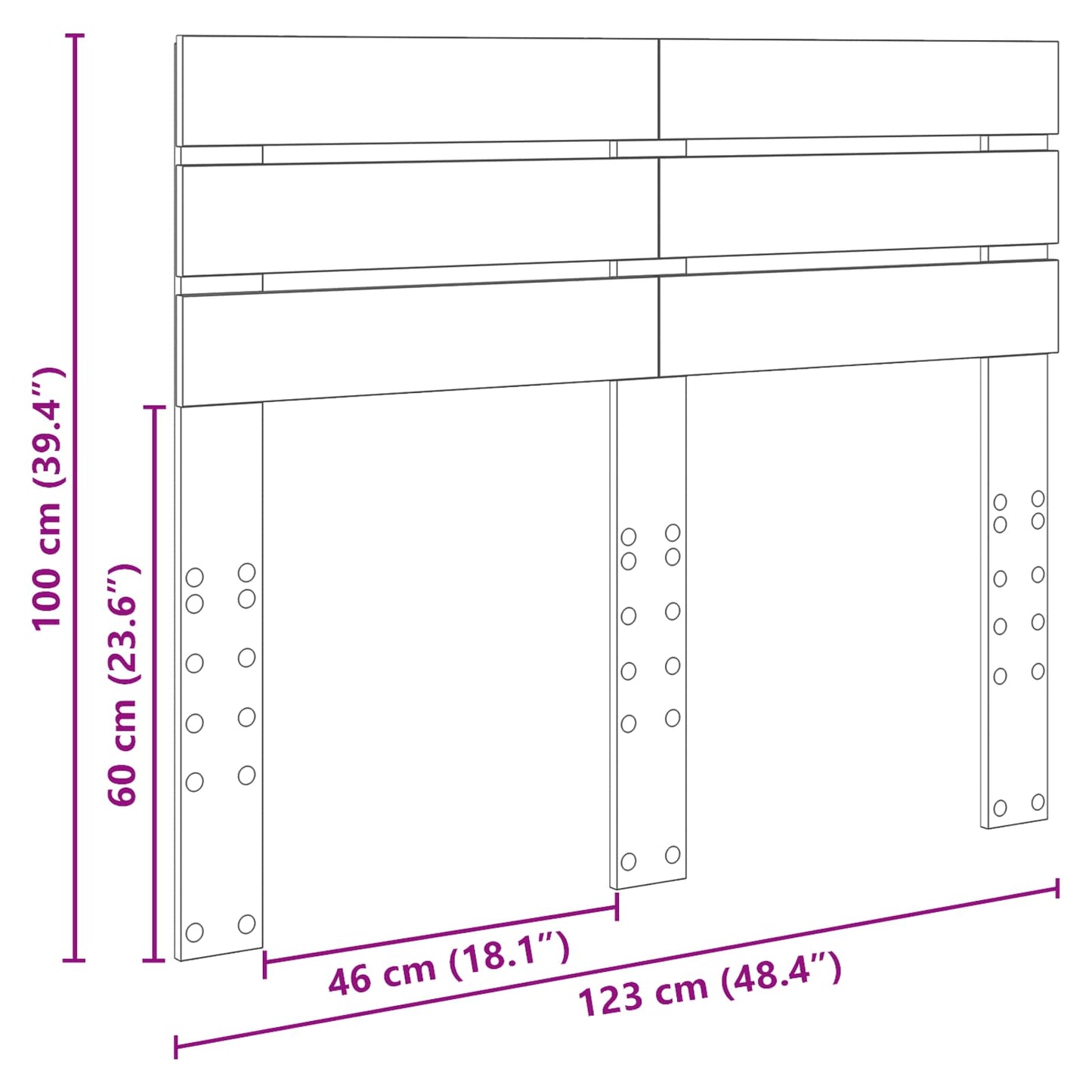 vidaXL Kopfteil Beton Grau 120 cm Holzwerkstoff