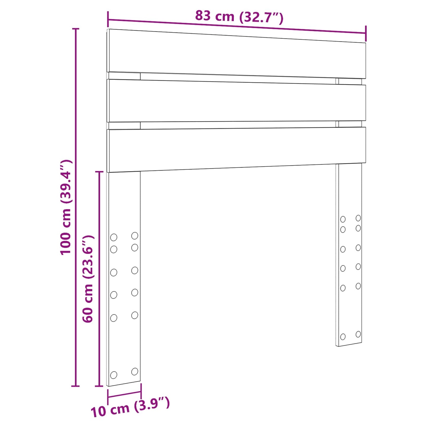 vidaXL Kopfteil Schwarz Eichen-Optik 80 cm Holzwerkstoff
