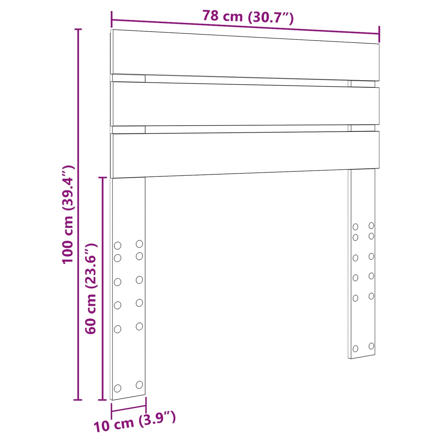 vidaXL Kopfteil Altholz 75 cm Holzwerkstoff
