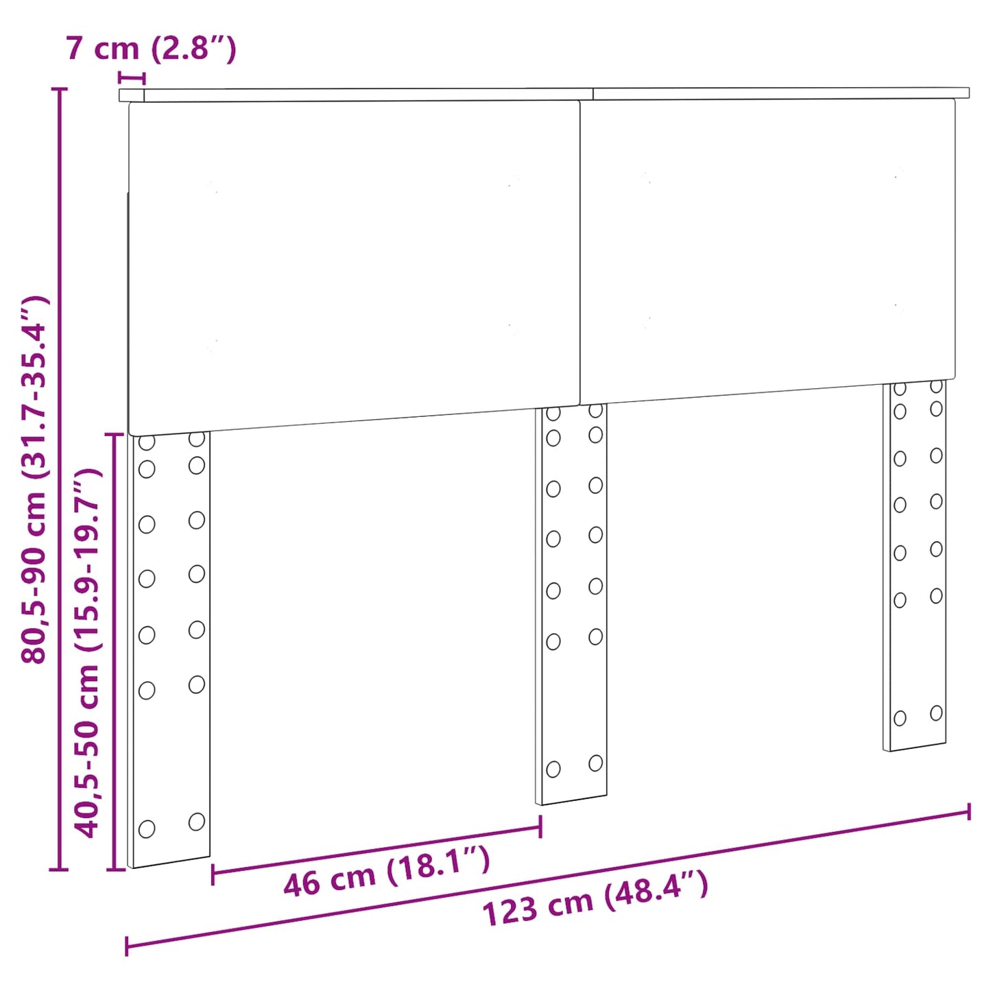 vidaXL Kopfteil Graues Sonoma 120 cm Holzwerkstoff