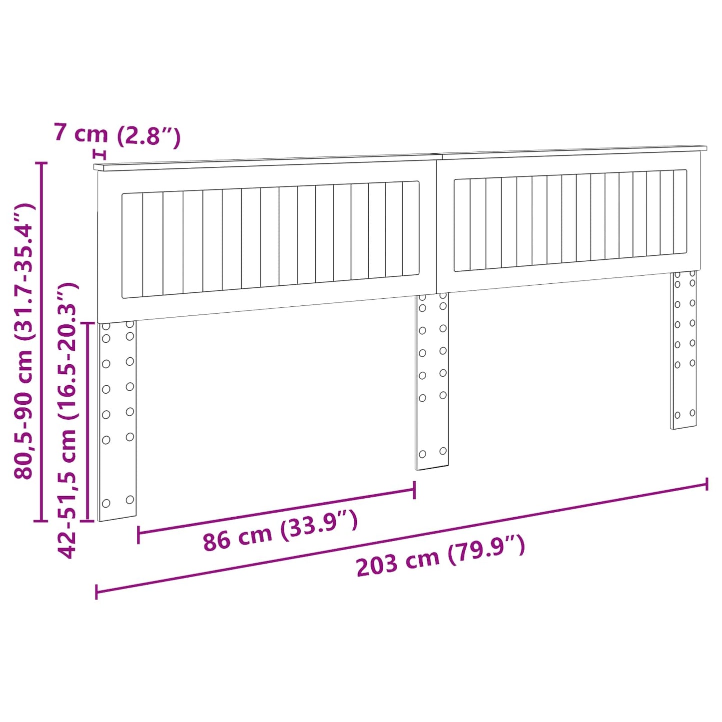 Kopfteil Weiß 200 cm Holzwerkstoff