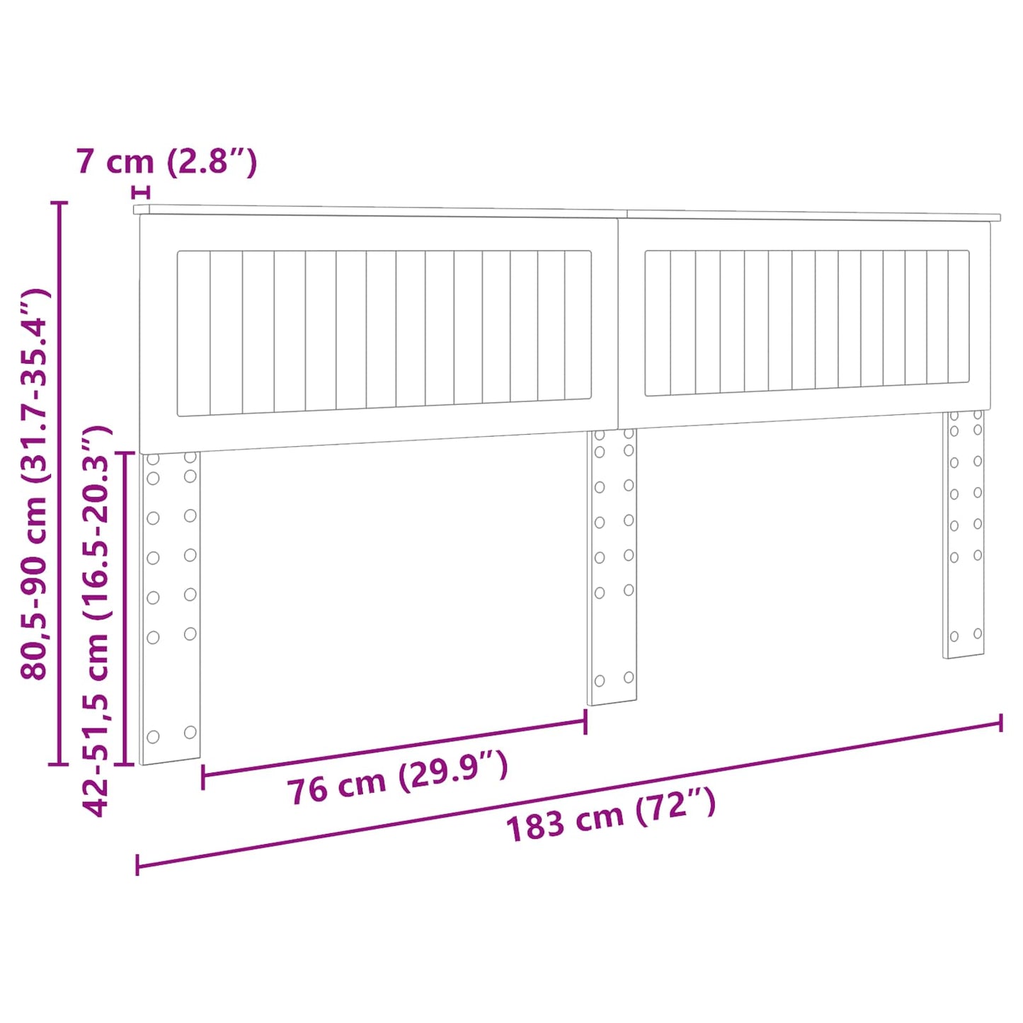Kopfteil Altholz 180 cm Holzwerkstoff