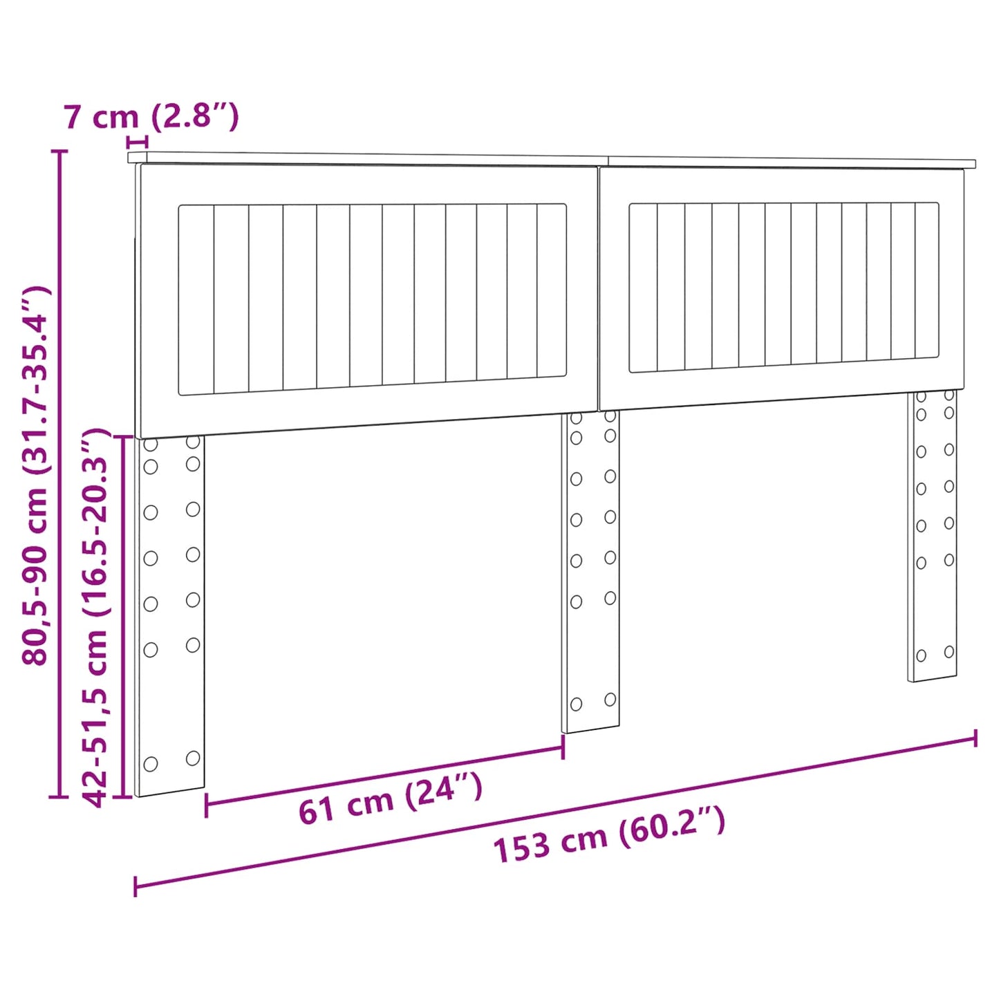 vidaXL Kopfteil Schwarz Eichen-Optik 150 cm Holzwerkstoff