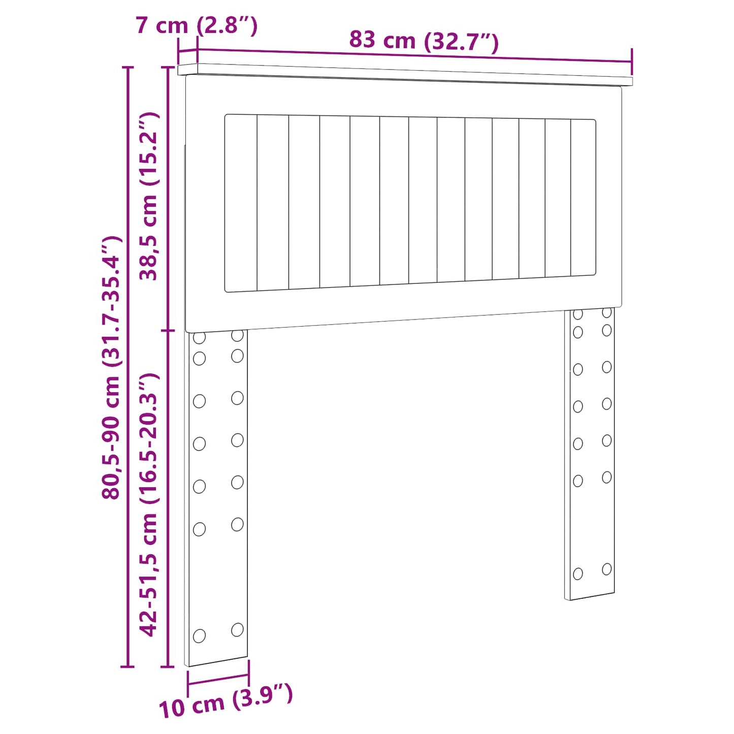 Kopfteil Artisan-Eiche 80 cm Holzwerkstoff