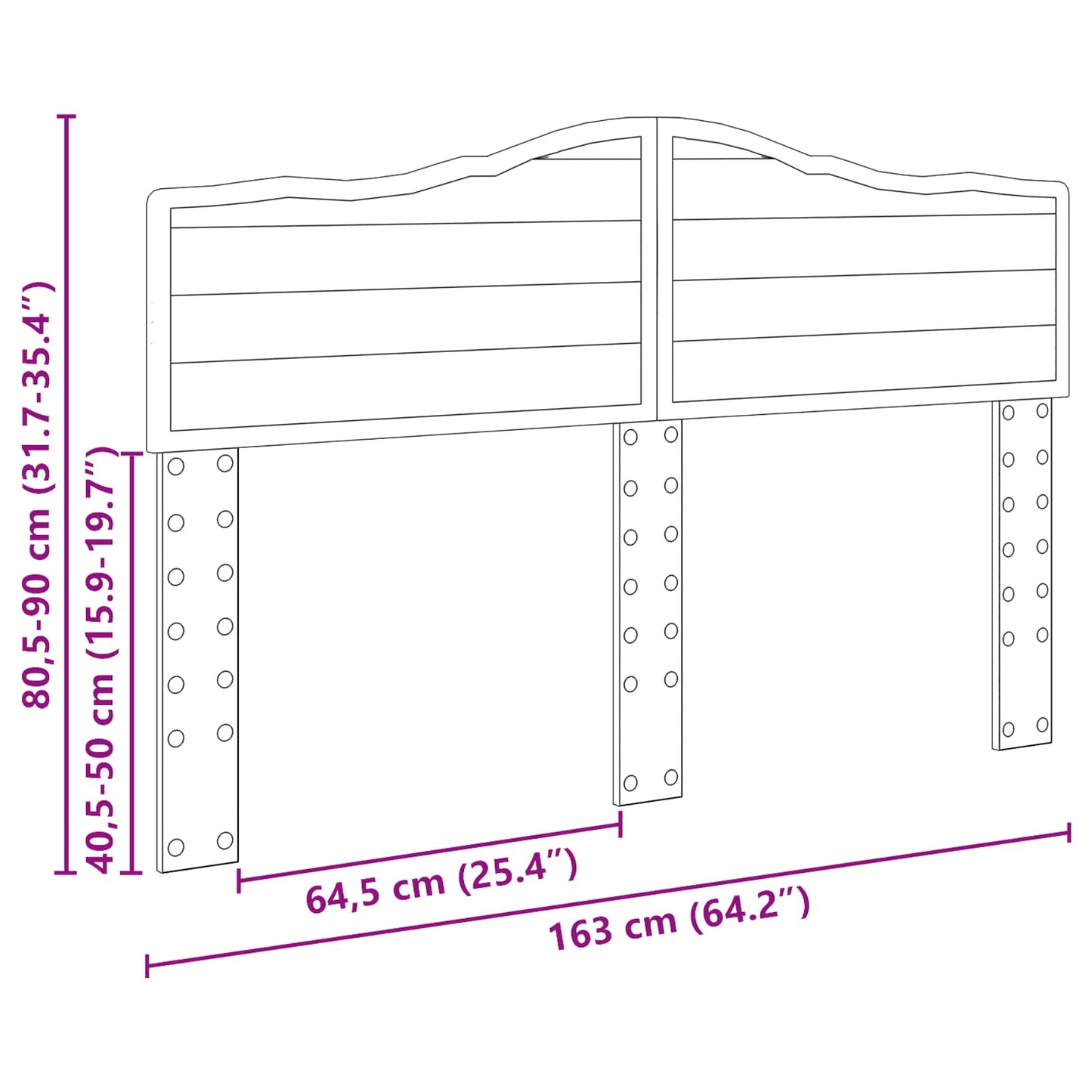 Kopfteil Schwarz Eichen-Optik 160 cm Holzwerkstoff