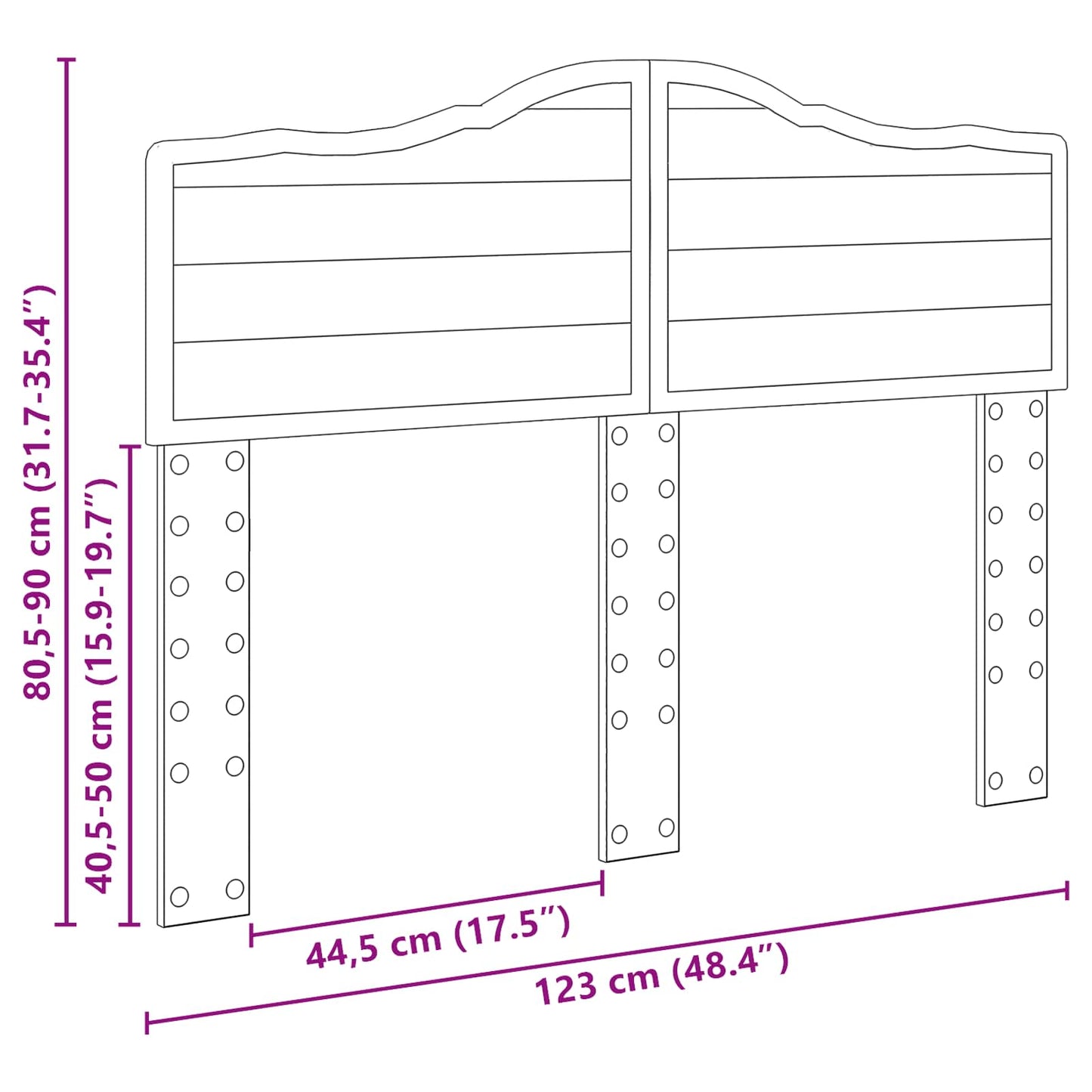 vidaXL Kopfteil Altholz 120 cm Holzwerkstoff