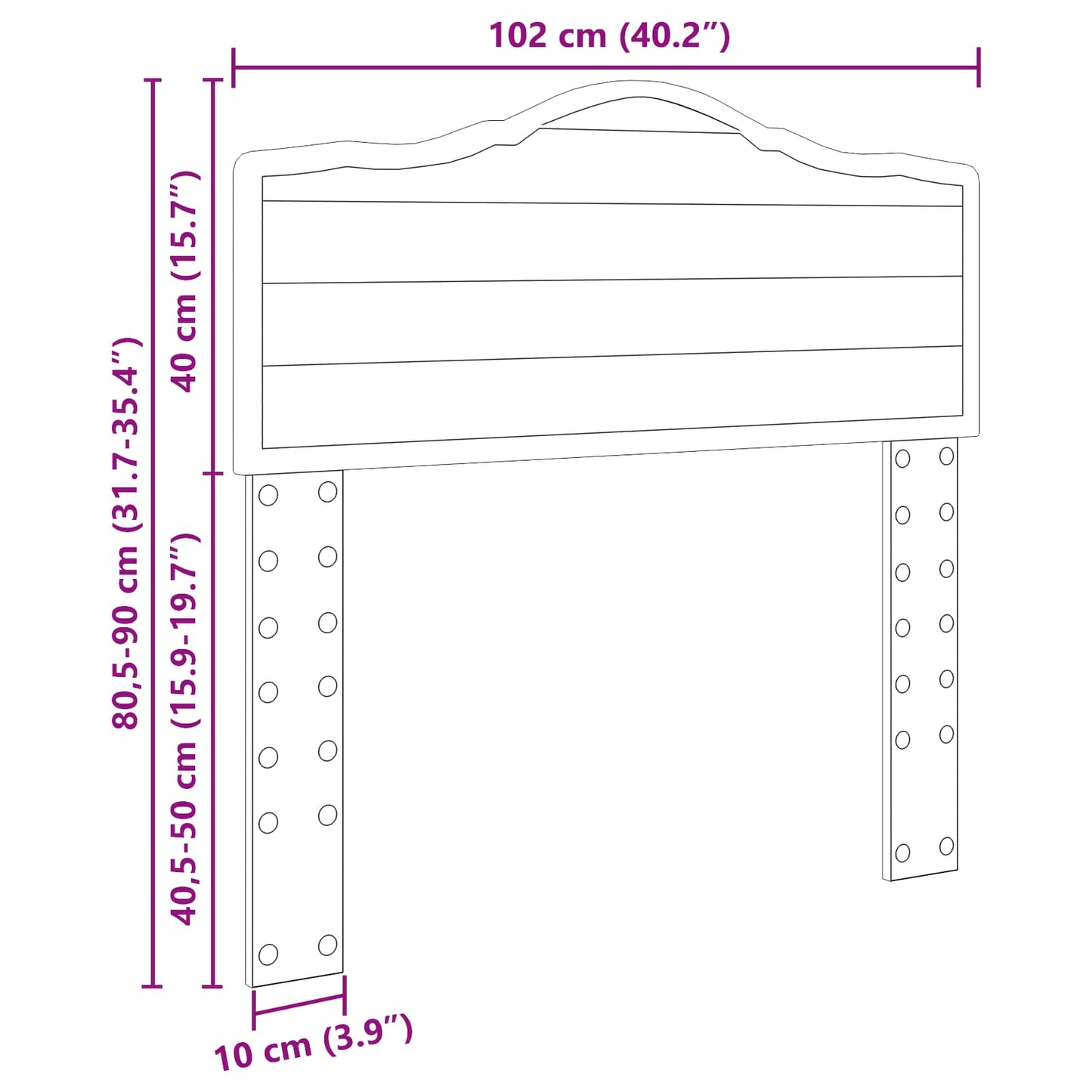 vidaXL Kopfteil Schwarz Eichen-Optik 100 cm Holzwerkstoff