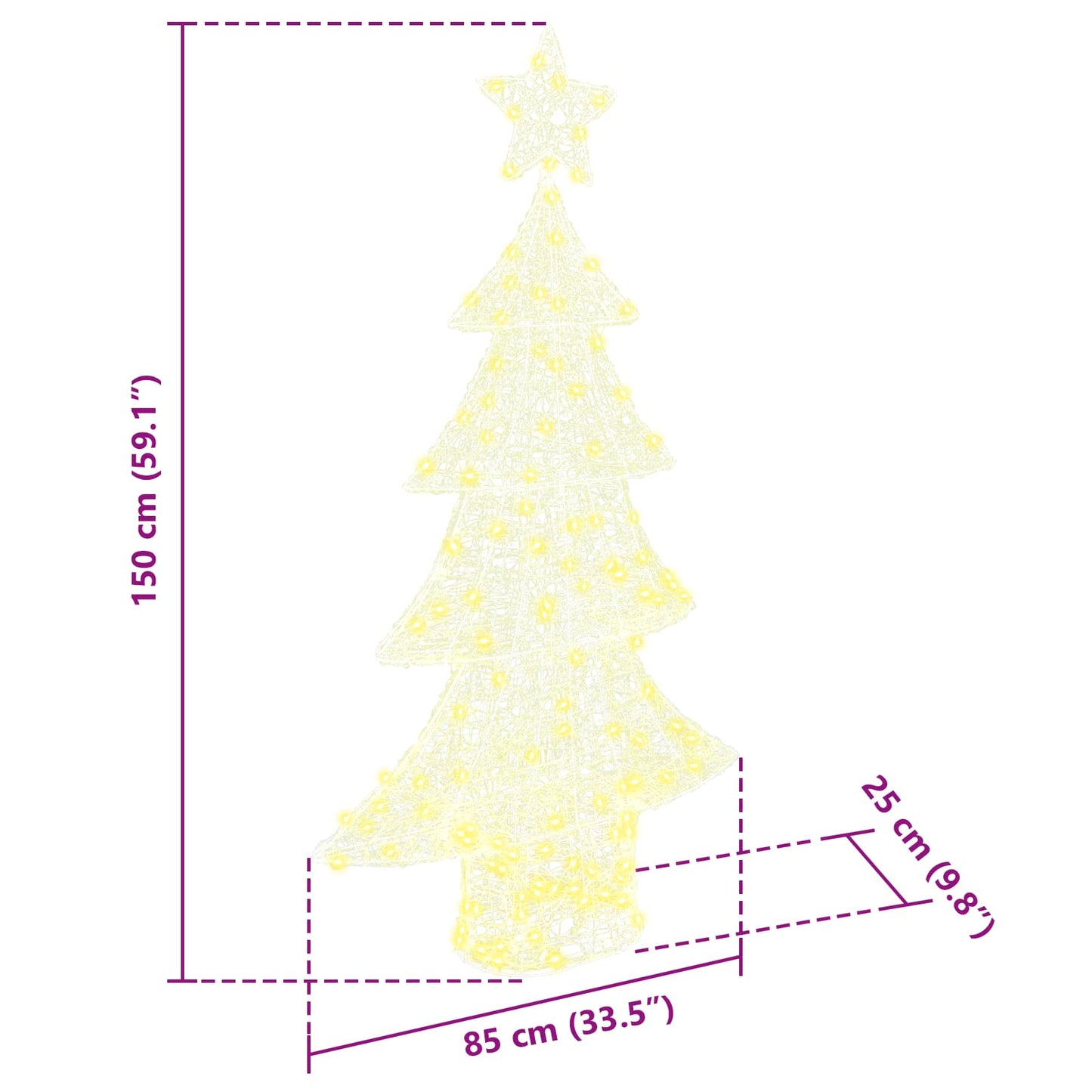 Weihnachtsbaum mit 160 LEDs Warmweiß 150 cm Acryl