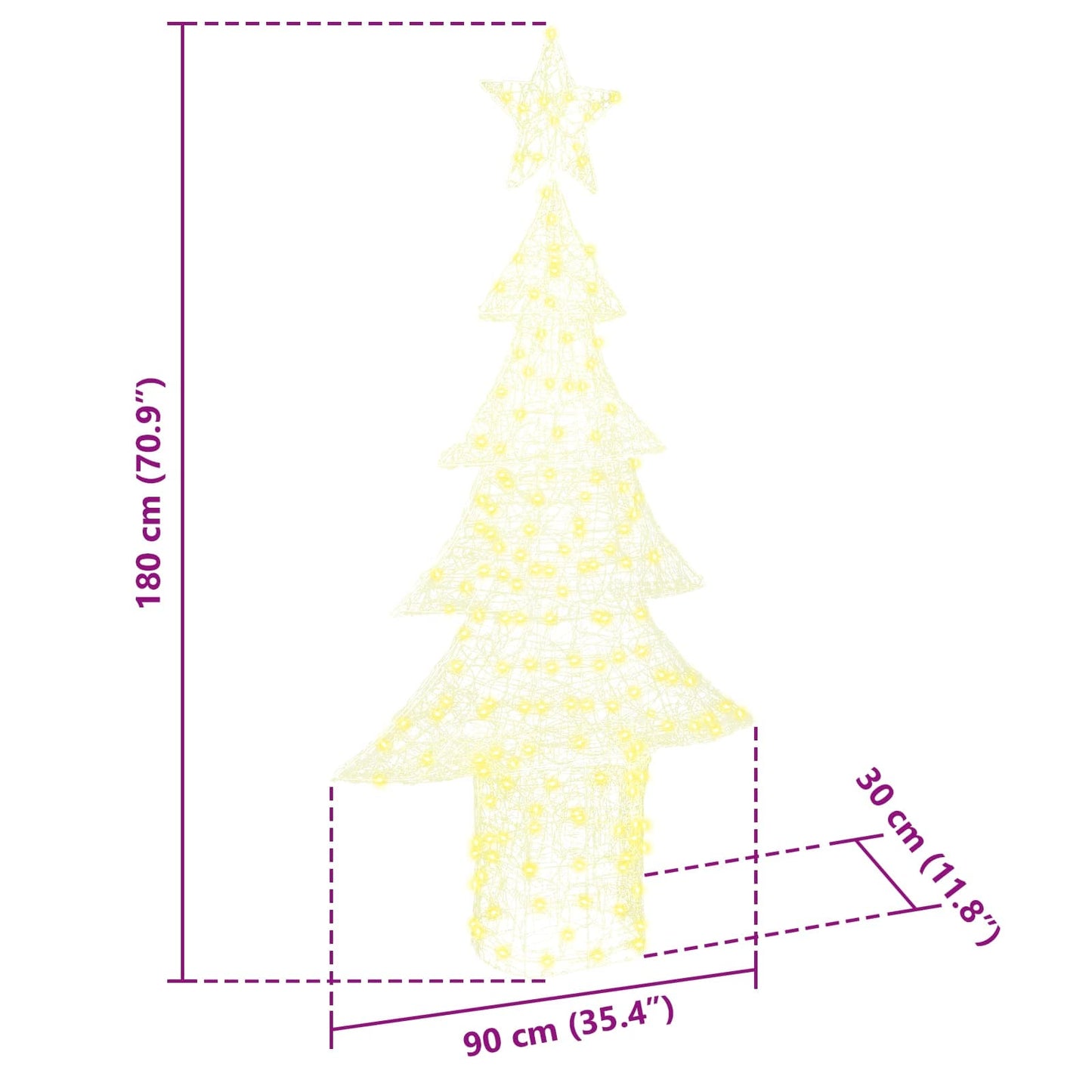 Weihnachtsbaum mit 240 LEDs Warmweiß 150 cm Acryl