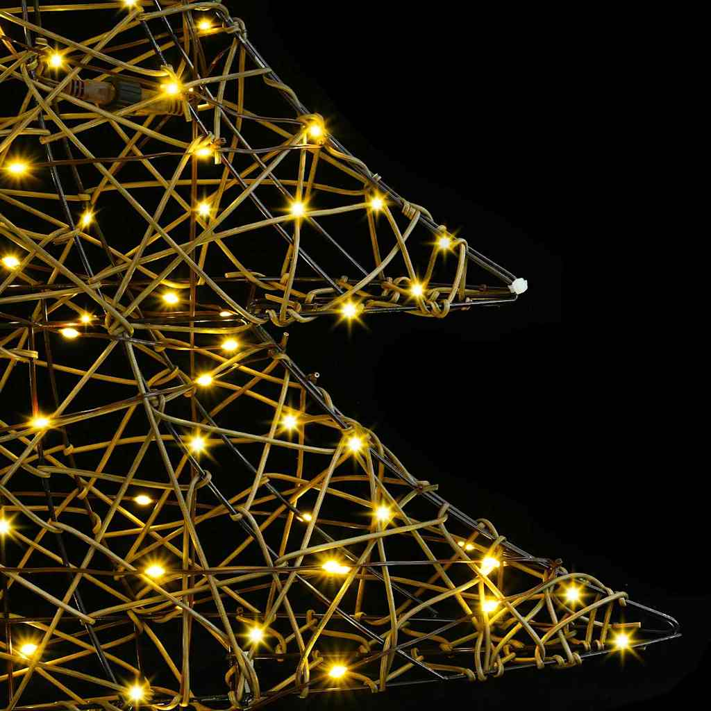 Weihnachtsbaum mit 120 LEDs Warmweiß 150 cm Rattan