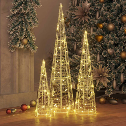 Weihnachtsbaum mit 90 LEDs 3 pcs Warmweiß 20 x 20 x 80 cm Acryl