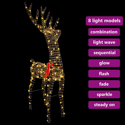 3D Rentier mit 140 LEDs Warmweiß 70 x 41 x 128 cm Rattan