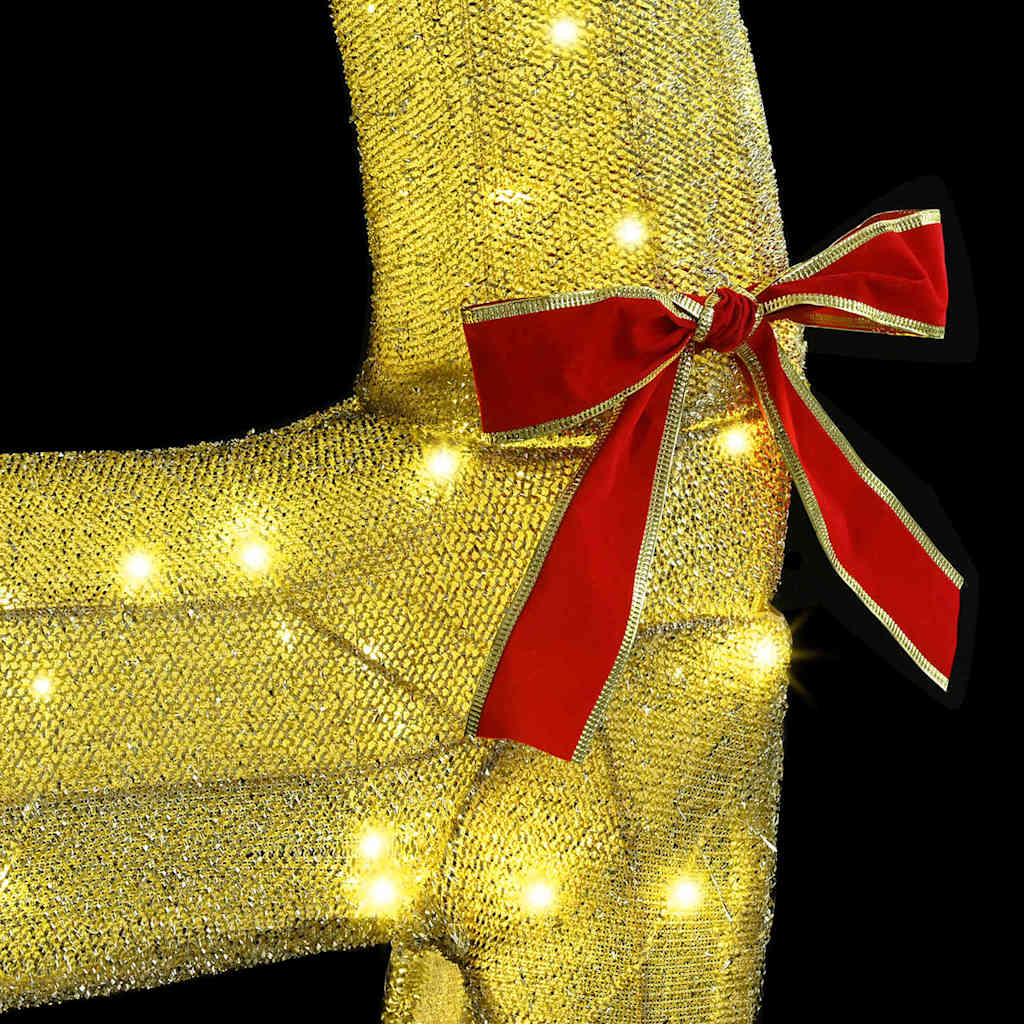 Rentier Zieh Schlitten Warmweiß 151 x 28 x 128,5 cm Stoff