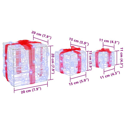 Geschenkbox mit 60 LEDs 3 pcs Kaltweiß 20 x 20 x 20 cm Acryl