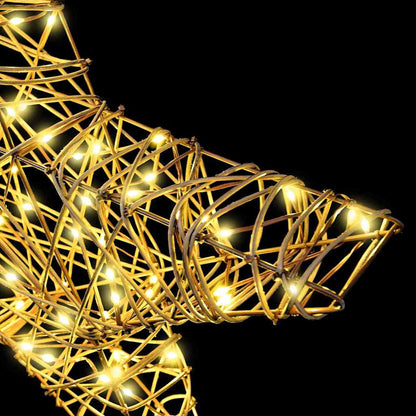 3D Stern mit 50 LEDs Warmweiß 55 x 52,5 x 9 cm Rattan