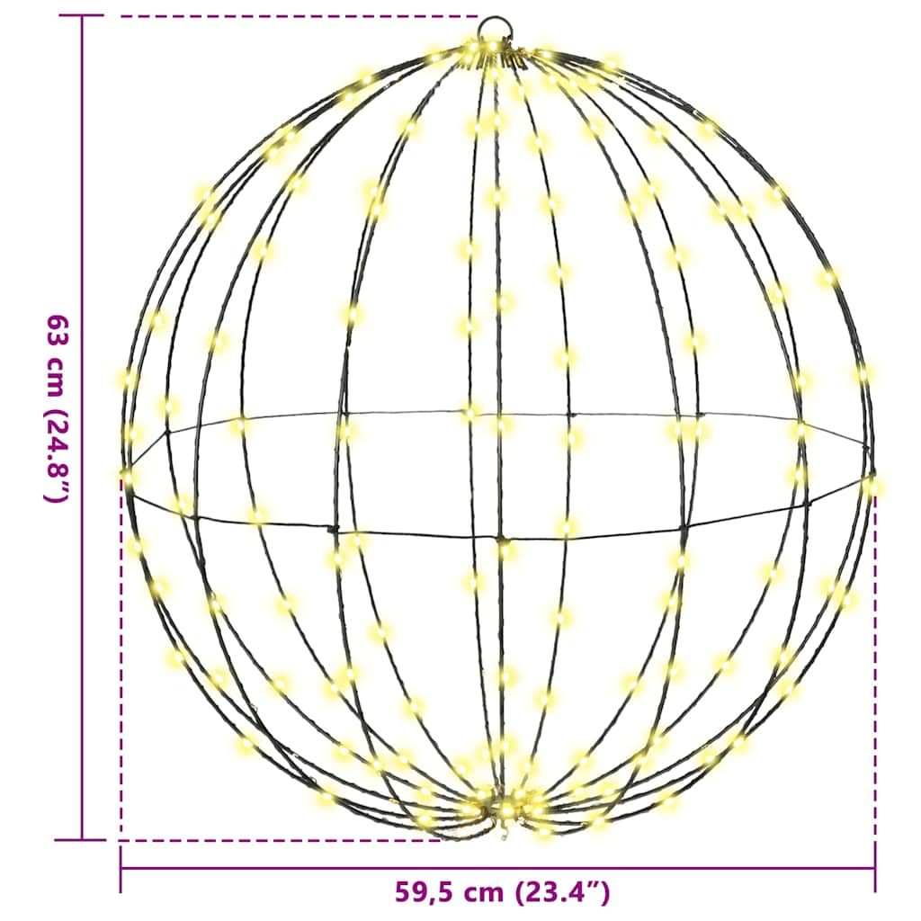 Ball mit 192 LEDs Warmweiß 59,5 x 59,5 x 63 cm Metall